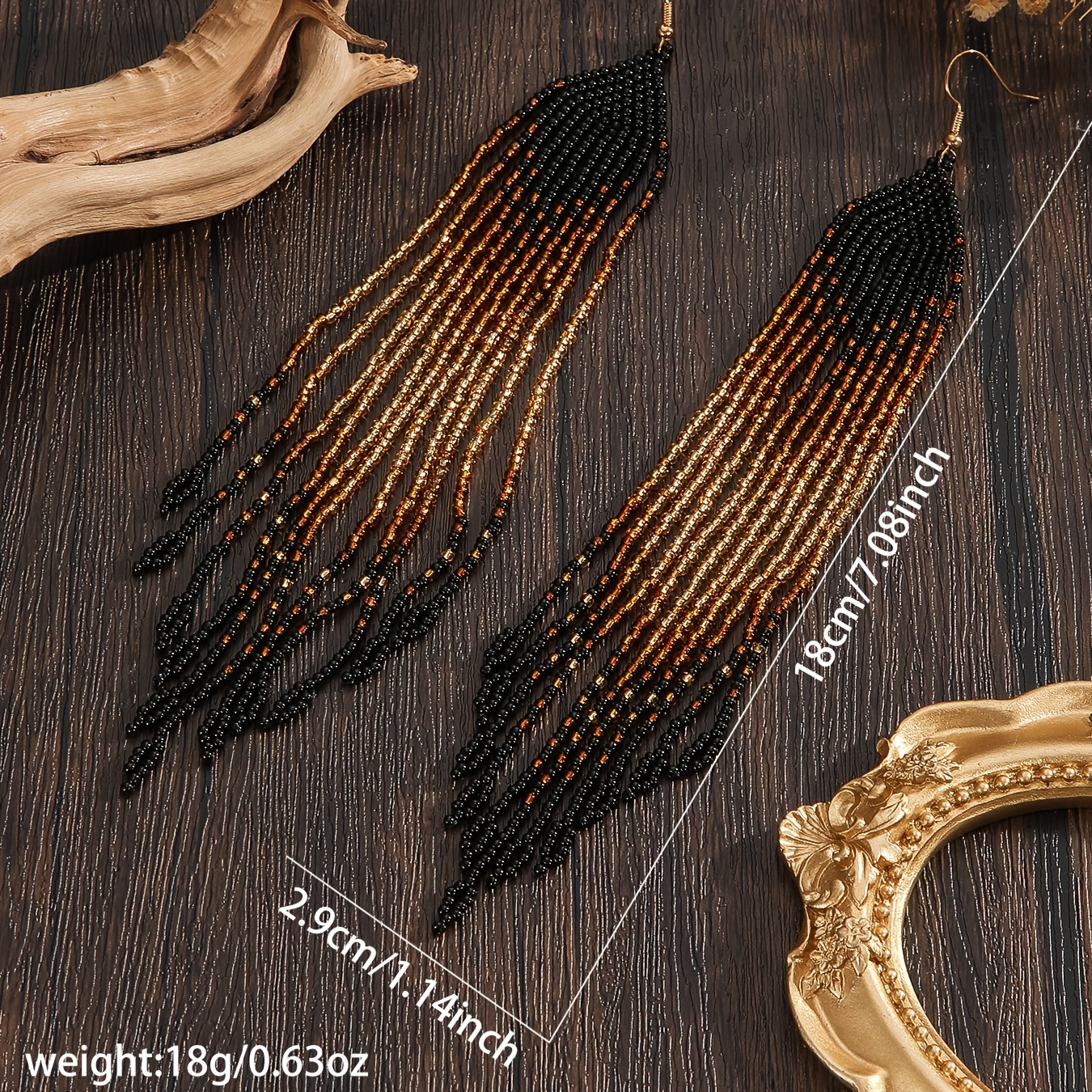 2pcs Vintage Bohemian Beaded Earrings with Tassels